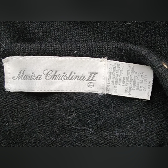 Vintage black knit wool beaded rhinestone Christmas Xmas tunic sweater L/XL - Picture 5 of 6